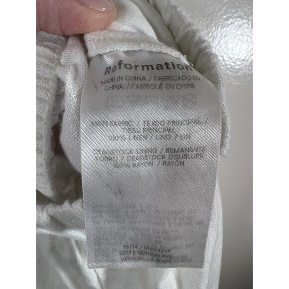 Reformation Women’s Wide Leg Linen Pants Size S White Pockets Beachy Cottagecore - Picture 5 of 7